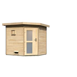 Karibu Saunahaus Mikka 38 mm ohne Ofen Milchglastür