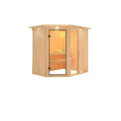 Karibu Systemsauna Fiona 1 68 mm 9 kW Ofen integr Strg mit Dachkranz