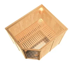 Karibu Systemsauna Malin 68 mm 9 kW Ofen Bio externe Strg ohne Dachkranz