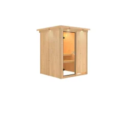 Karibu Systemsauna Norin 68 mm ohne Ofen mit Kranz