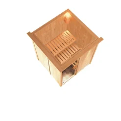 Karibu Systemsauna Norin 68 mm ohne Ofen mit Kranz