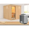 Karibu Systemsauna Rodin 68 mm 9 kW Ofen integr Strg mit Dachkranz