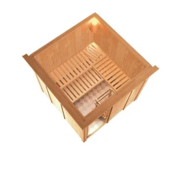 Karibu Systemsauna Rodin 68 mm 9 kW Ofen integr Strg mit Dachkranz