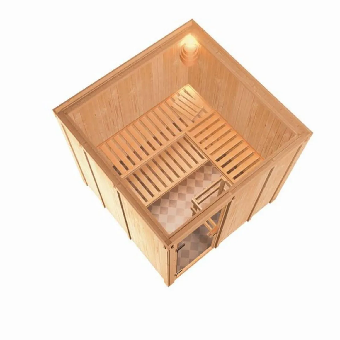 Karibu Systemsauna Rodin 68 mm 9 kW Ofen Bio externe Strg ohne Dachkranz