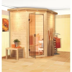 Karibu Systemsauna Svea Eckeinstieg ohne Kranz ohne Ofen