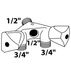 Kirchhoff GA-Wandventil doppelt 1/2"AG x 3/4" AG x 1/2"IG mit Rueckflussverhinderer