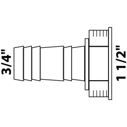 Kirchhoff Geräteanschluss grau 1 1/2" IG x 3/4" T für Waschgeräte-Siphon