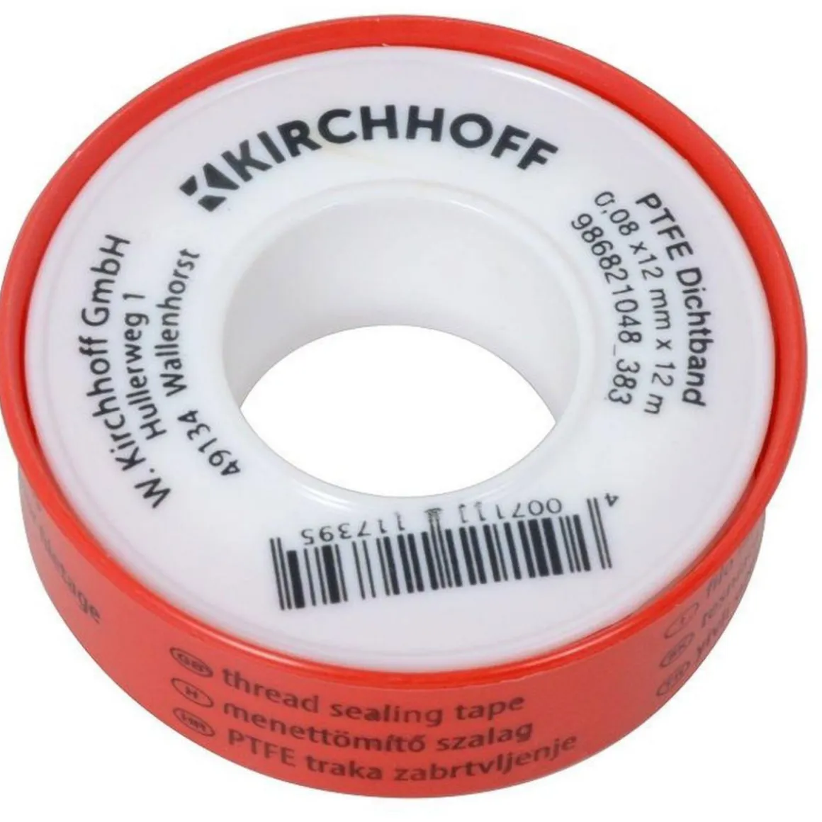 Kirchhoff Gewindedichtband PTFE 0,08 x 12 mm x 12 m
