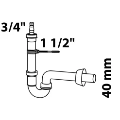 Kirchhoff Waschgeräte-Röhrensiphon ECO-SAVE KS 1 1/2" x Durchmesser 40 mm mit 3/4" Geräteanschluss