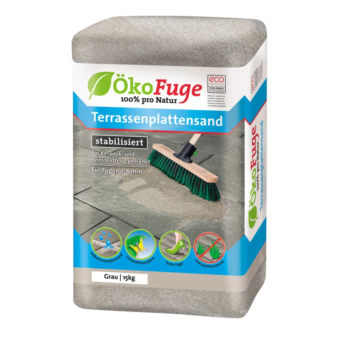 ÖkoFuge Terrassenplattensand 1-8 mm Grau 15 kg
