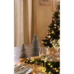 Kunstbaum am Holzsockel silber 10 x 10 x 20 cm