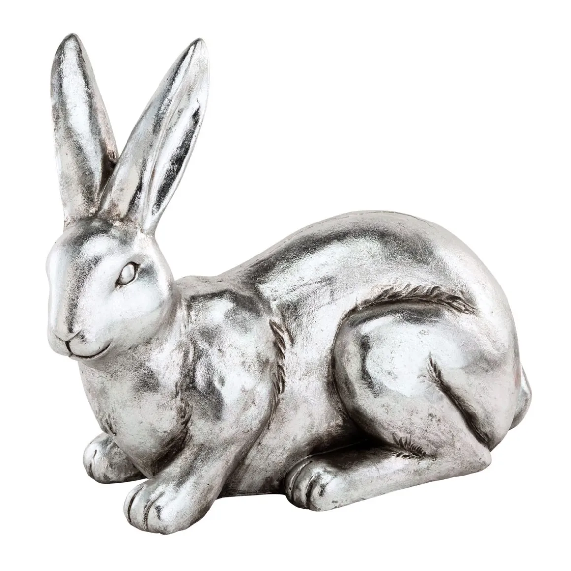 Kunstgewerbe Gehlmann Fiberglas-Hase silber 41,5 x 21,5 x 31 cm