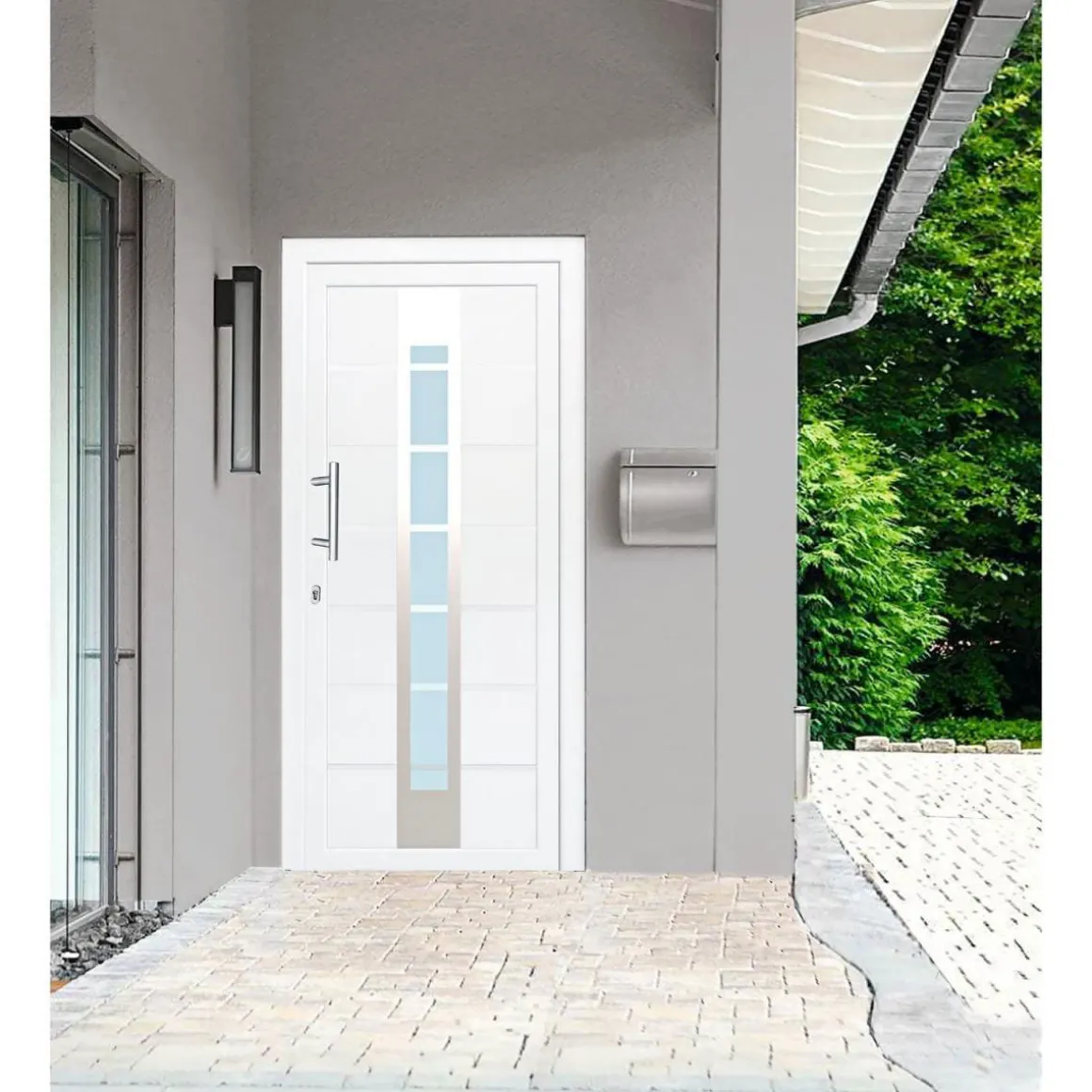 Kunststoff-Haustür D84 weiß 100 x 210 cm Anschlag links