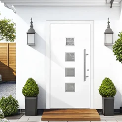 Kunststoff-Haustür Prestige KP08 DIN R weiß 110 x 210 cm