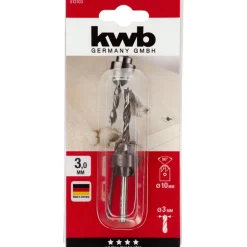 kwb Holzspiralbohrer-Set mit Aufstecksenker und Tiefenstop 3 teilig Durchmesser 3 mm