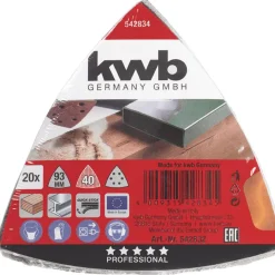 kwb Schleifdreiecke Quick Stick Holz und Metall 93 mm K40