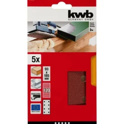 kwb Schleifstreifen Quick-Stick Holz und Metall 93 x 185 mm K120