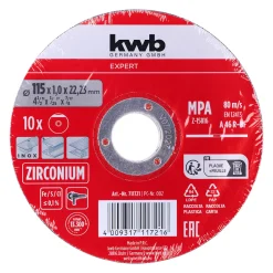 kwb Expert Inox-Gewebetrennscheiben-Set für Metall gerade extradünn 10-tlg. Ø 115 x 1 mm