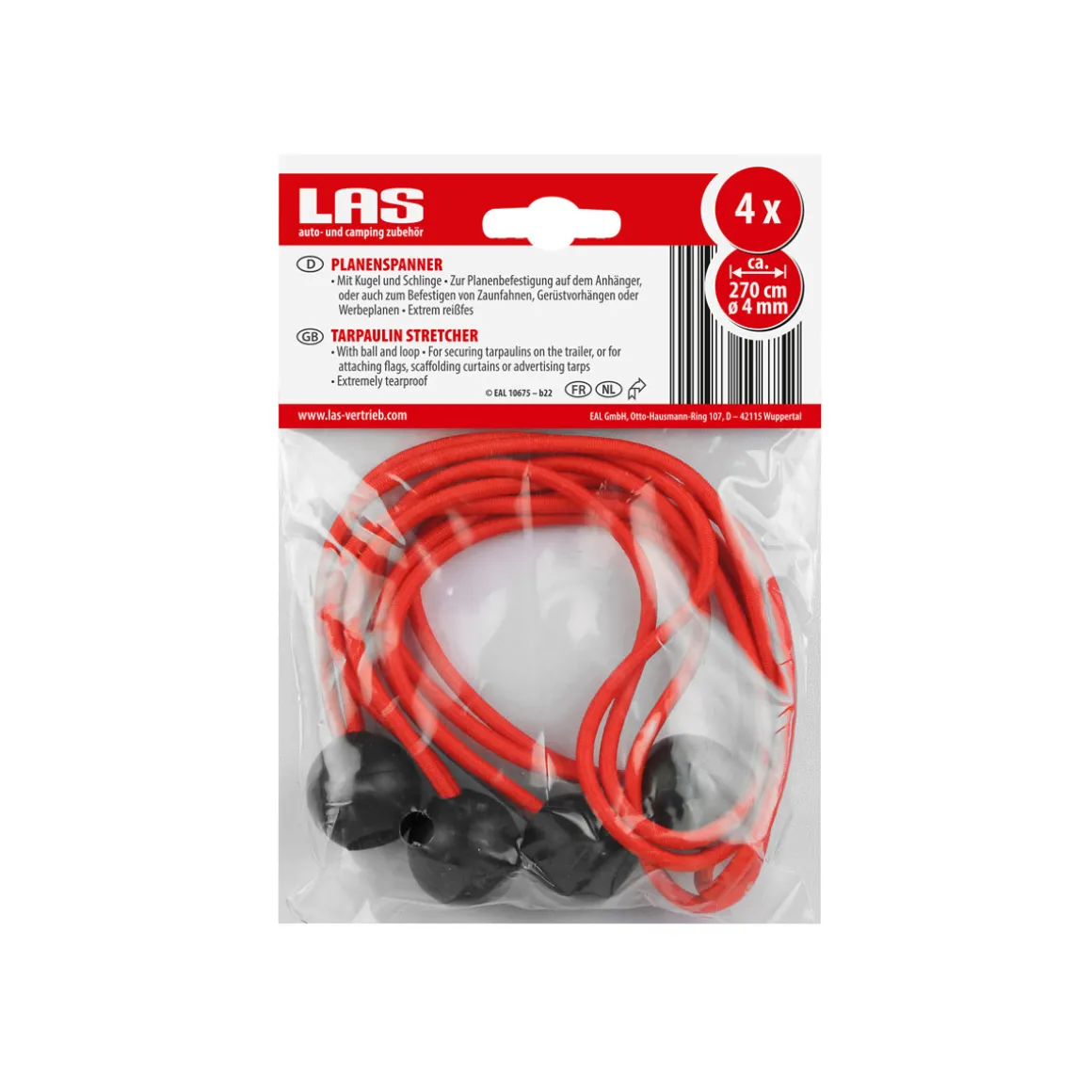 LAS 10675 Planenspanner mit Kugel und Schlinge 4- teilig