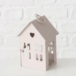 Laterne Alamo Haus 17 x 14 x 35 cm beige hellbraun Metall