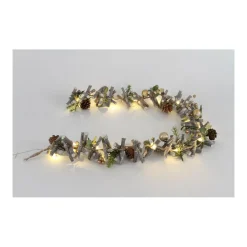 LED Girlande 120cm grün/gold Haselnuss Zapfen Kunststoff