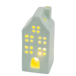 LED Keramikhaus 6x6x13cm salbei 2xLR44