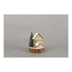 LED Winter Haus 9,5x12,5cm natur 5LED incl. 1xCR2032 Holz