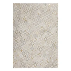 Lederteppich „Spark 110“, elfenbein/gold