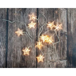 LED-Kette Sterne 10 LEDs mit Timer warmweiß