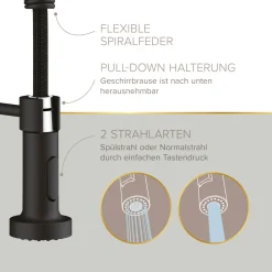 LENZ ND-Spültischamatur Nova mit Brause Schwarz Matt