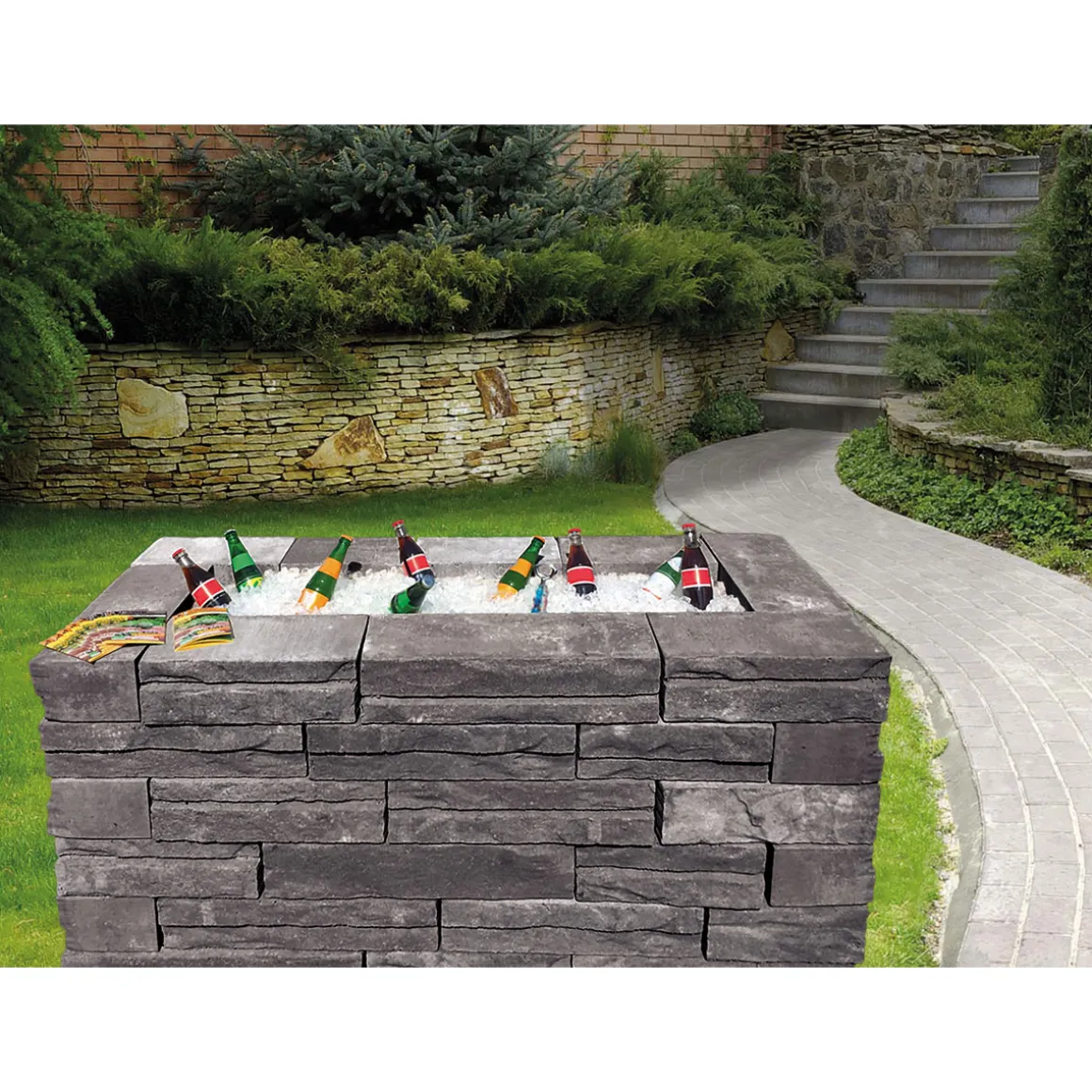 Lusit Modul Eisbar Cremona grau-anthrazit-Melange 65 x 1,55 x 75 cm