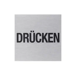 Metafranc Hinweisschild Drücken Aluminium grau