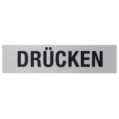 Metafranc Hinweisschild Drücken Aluminium grau