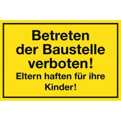 Metafranc Verbotsschild Betreten verboten Kunststoff gelb