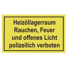 Metafranc Verbotsschild Heizölraum Rauchen Feuer Kunststoff rot