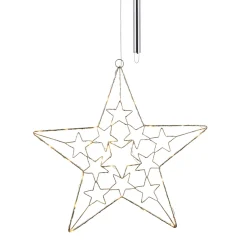Metallstern 30 LEDs hängend batteriebetrieben AA gold 18 cm