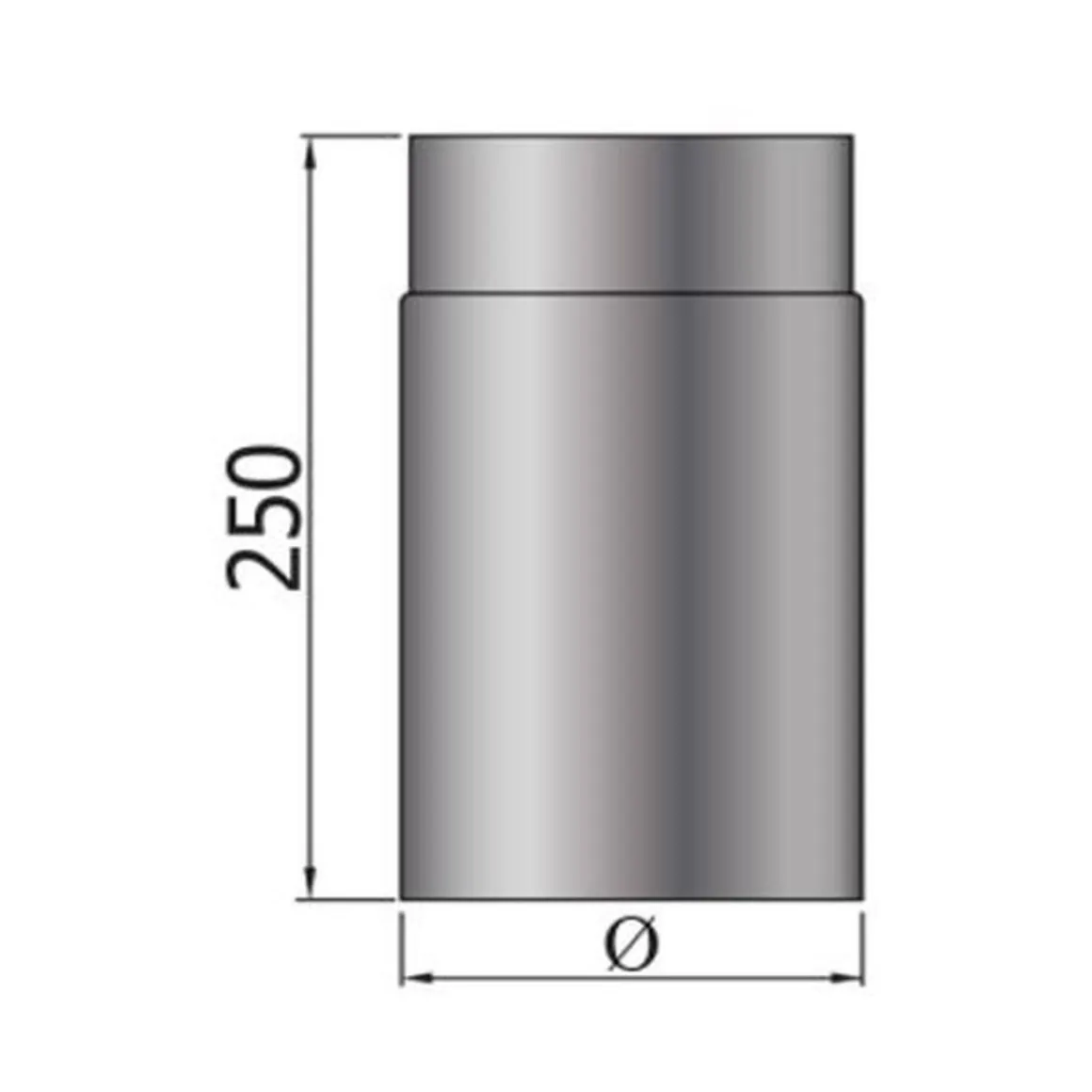 MyFireTool Rauchrohr 250 mm Ø 150 mm schwarz 2 mm