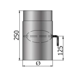 MyFireTool Rauchrohr mit Drosselklappe 250 mm Ø 150 mm schwarz 2mm