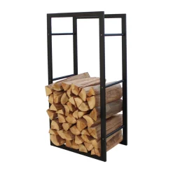 MyFireTool Kaminholzhalter Schwarz Pulverbeschichtet L45xB30xH96cm