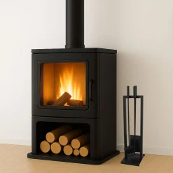 MyFireTool Kaminofenbesteck, 3tlg., Farbe: Schwarz, pulverbeschichtet