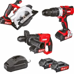 MyTool Akku-Komplettsett mit Schlagbohrmaschine Bohrhammer Handkreissäge inkl Akku und Ladegerät