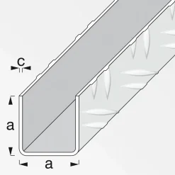 MyTool Riffelblech-Quadrat-U 23,5 mm 1m blank