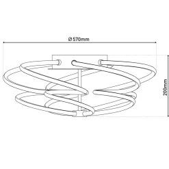 Naeve LED DL Rizado Metall/KSstahl-blank LxBxH: 57x57x20cm dimmbar