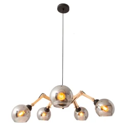 näve Pendelleuchte Soito schwarz Glas 5er