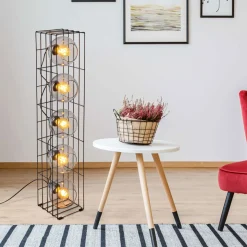 näve Stehleuchte Cesta schwarz Glas