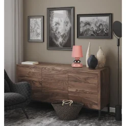 näve Tischleuchte Stoney rosa Keramik