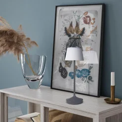 näve Solar-Tischleuchte Emmi grau mit Akku 13x13x38cm dimmbar