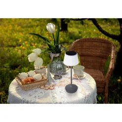 näve Solar-Tischleuchte Emmi grau mit Akku 13x13x38cm dimmbar