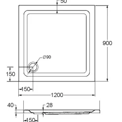 Ottofond Acryl-Duschbecken 120 x 90 x 3 cm weiß