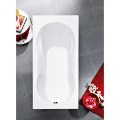 Ottofond Badewanne 170 x 75 cm weiß mit Wannenträger und Ab-/Überlaufgarnitur